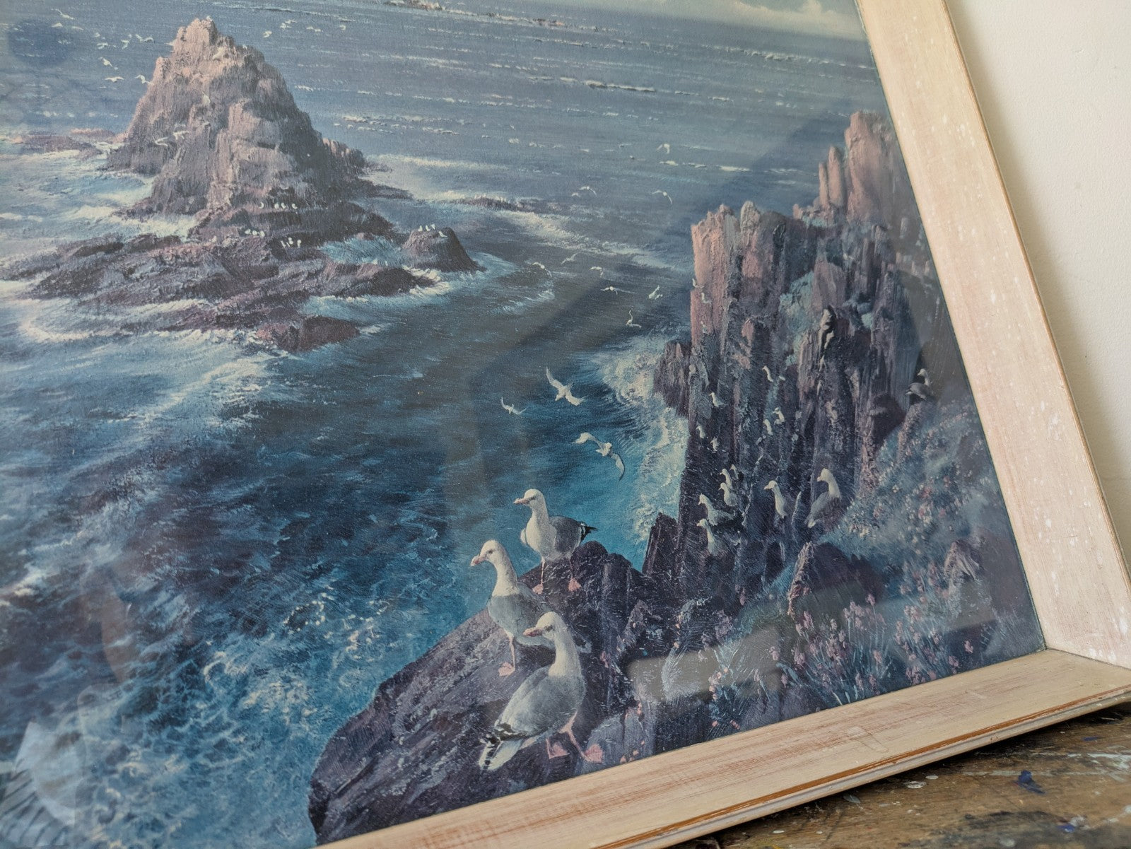 Vintage 1960s Print of "Armed Knight" Painting by Vernon Ward Retro Seascape Vgc