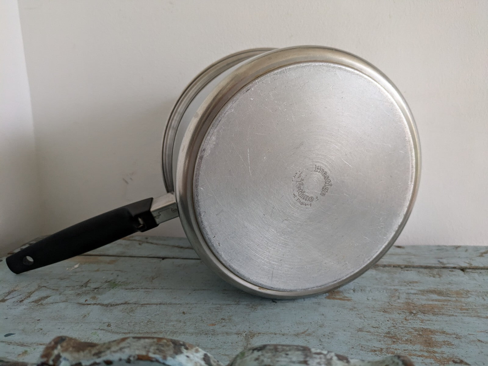 Vintage Retro Prestige Stainless Steel Cookware Stock Pot Saucepan w/lid Prop Vg