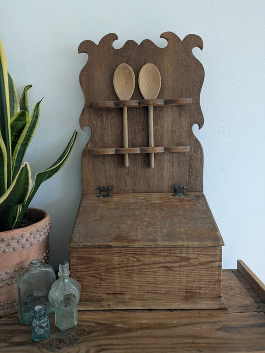 Antique Pine Spoon Rack Kitchen Rack 19th Century Rustic Kitchen Wall Candle Box