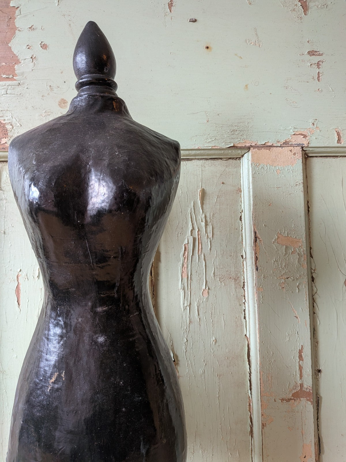 Vintage Miniature Female Black Mannequin Torso Full Body Dress Form with Stand