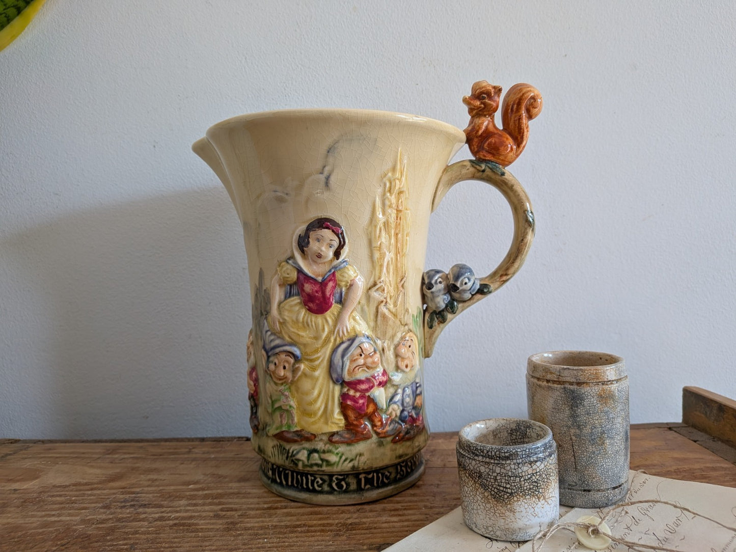 Rare Wadeheath Musical Snow White & The Seven Dwarfs Jug c1938 Art Deco, Working