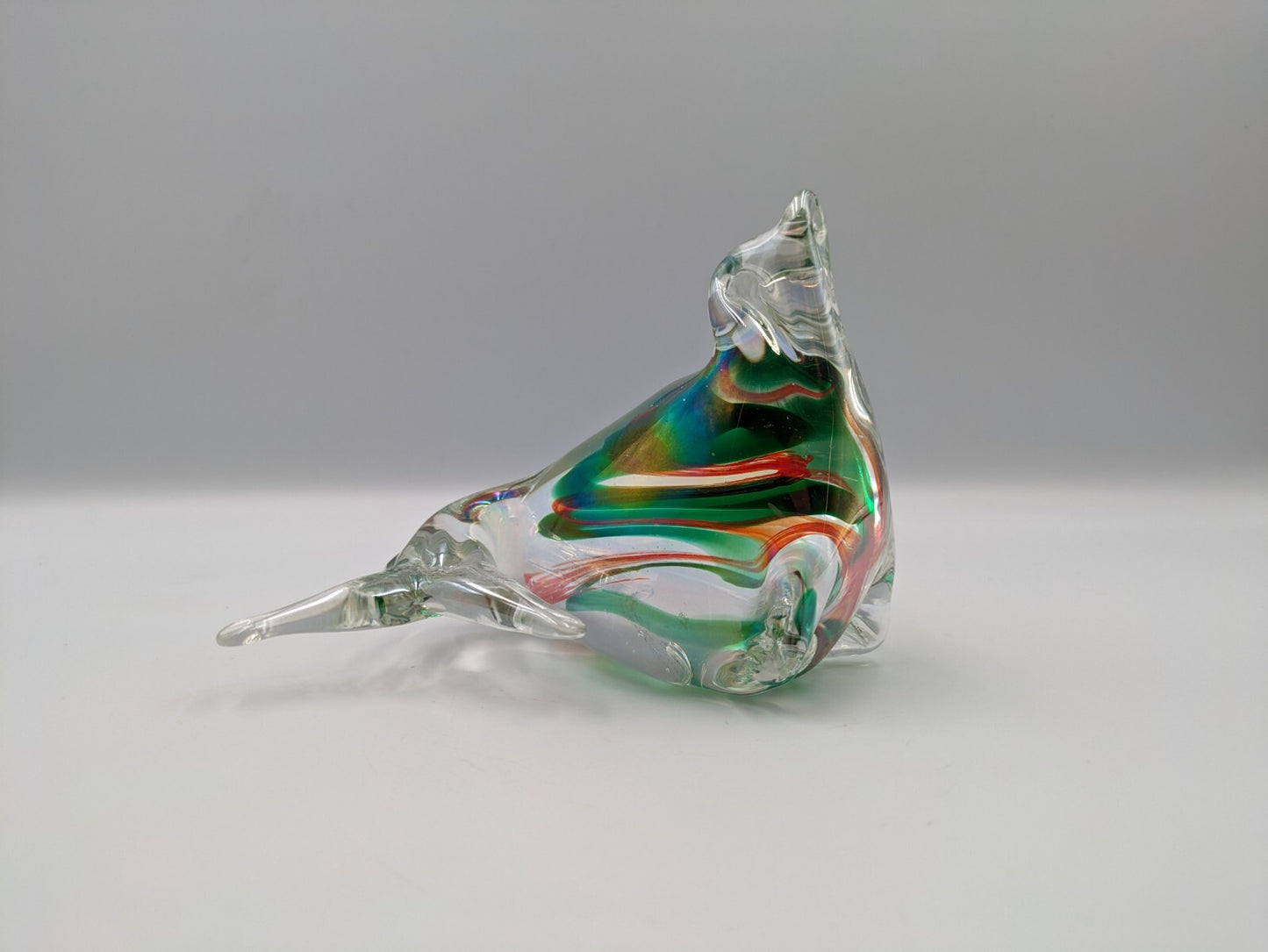 Murano Multi Colour Iridescent Art Glass Seal Paperweight Seal figure ornament