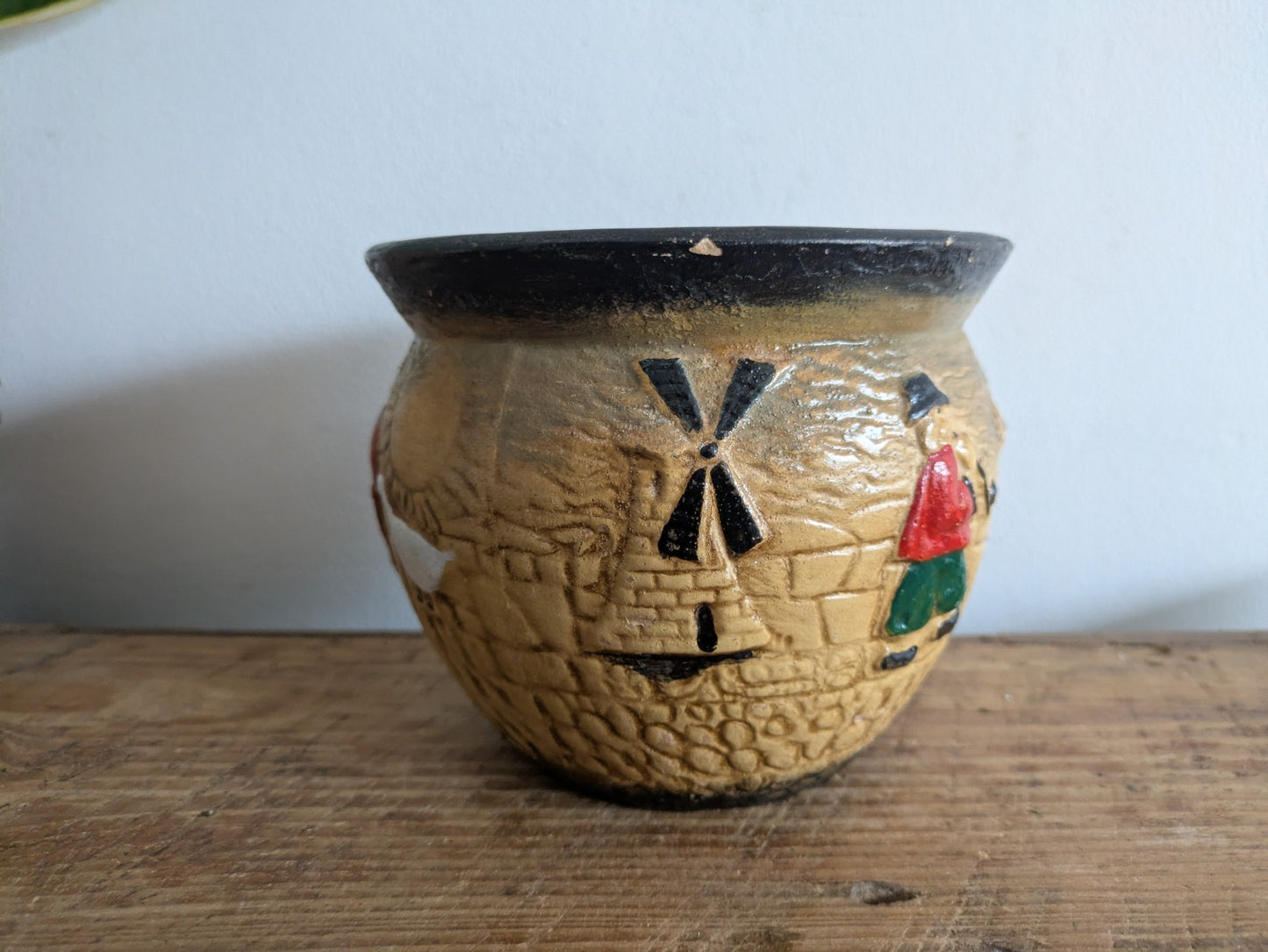 Antique Cyples Art Deco Old Pottery British Planter Vintage Embossed Folk Prop