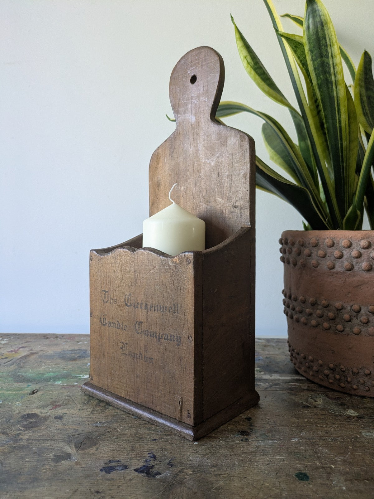 RUSTIC WOODEN COUNTRY HOUSE GOTHIC CHURCH STYLE CANDLE BOX WALL SCONCE VTG STYLE