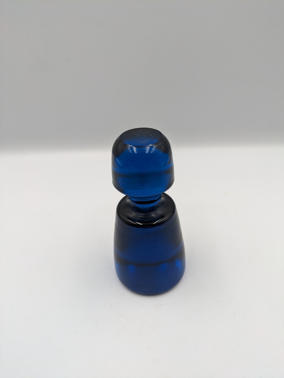 Vintage Large Krosno Cobalt Blue  Glass Decanter Bottle Stopper Paperweight 