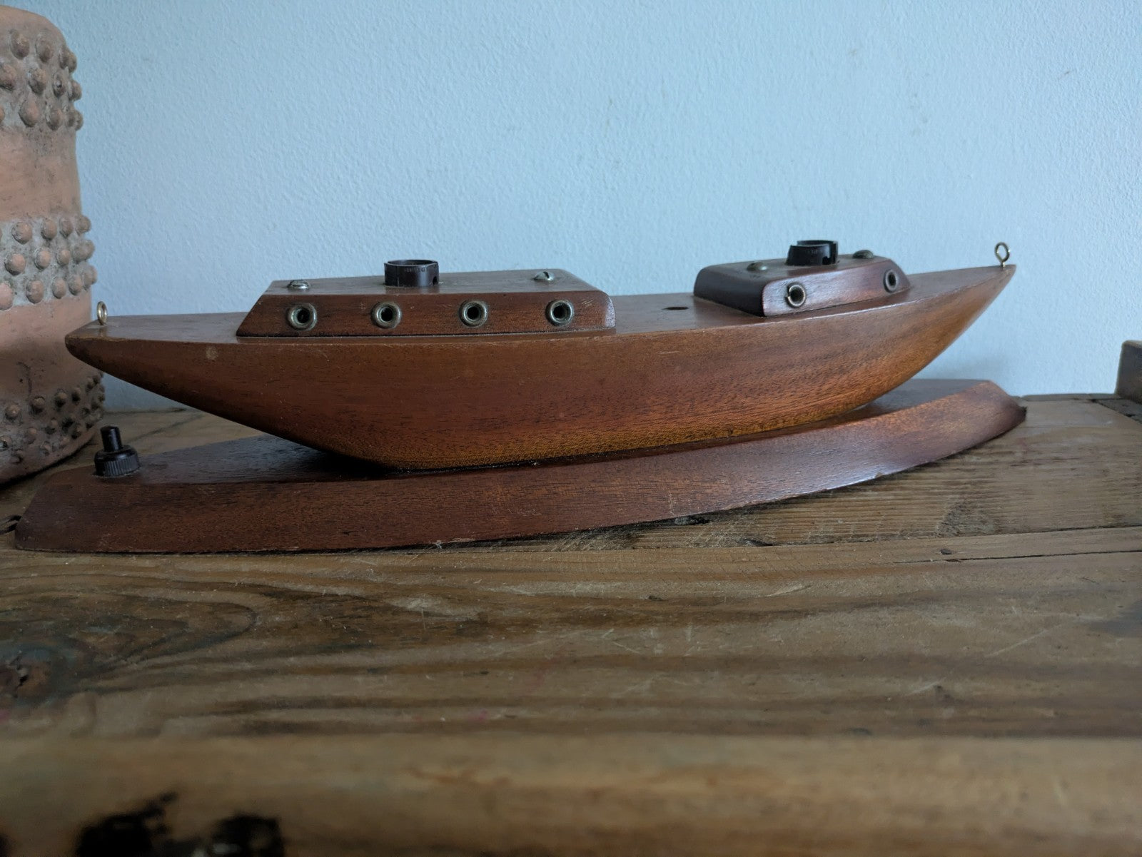 1960s Wooden Boat Table Lamp Base Retro Mid Century Teak Prop Rewire Project Vtg