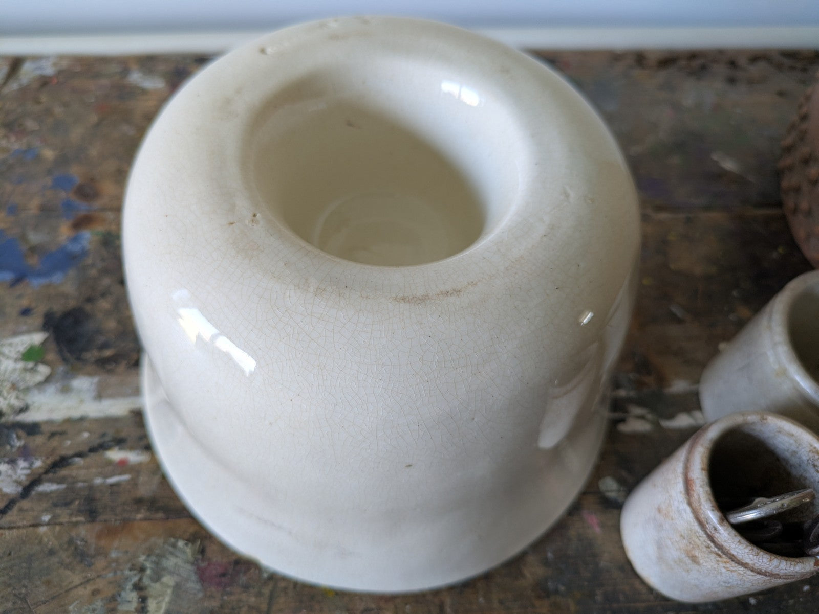 Vintage White Ceramic Jelly Mould Copeland Central Boss Fluted Ring Pudding Mold