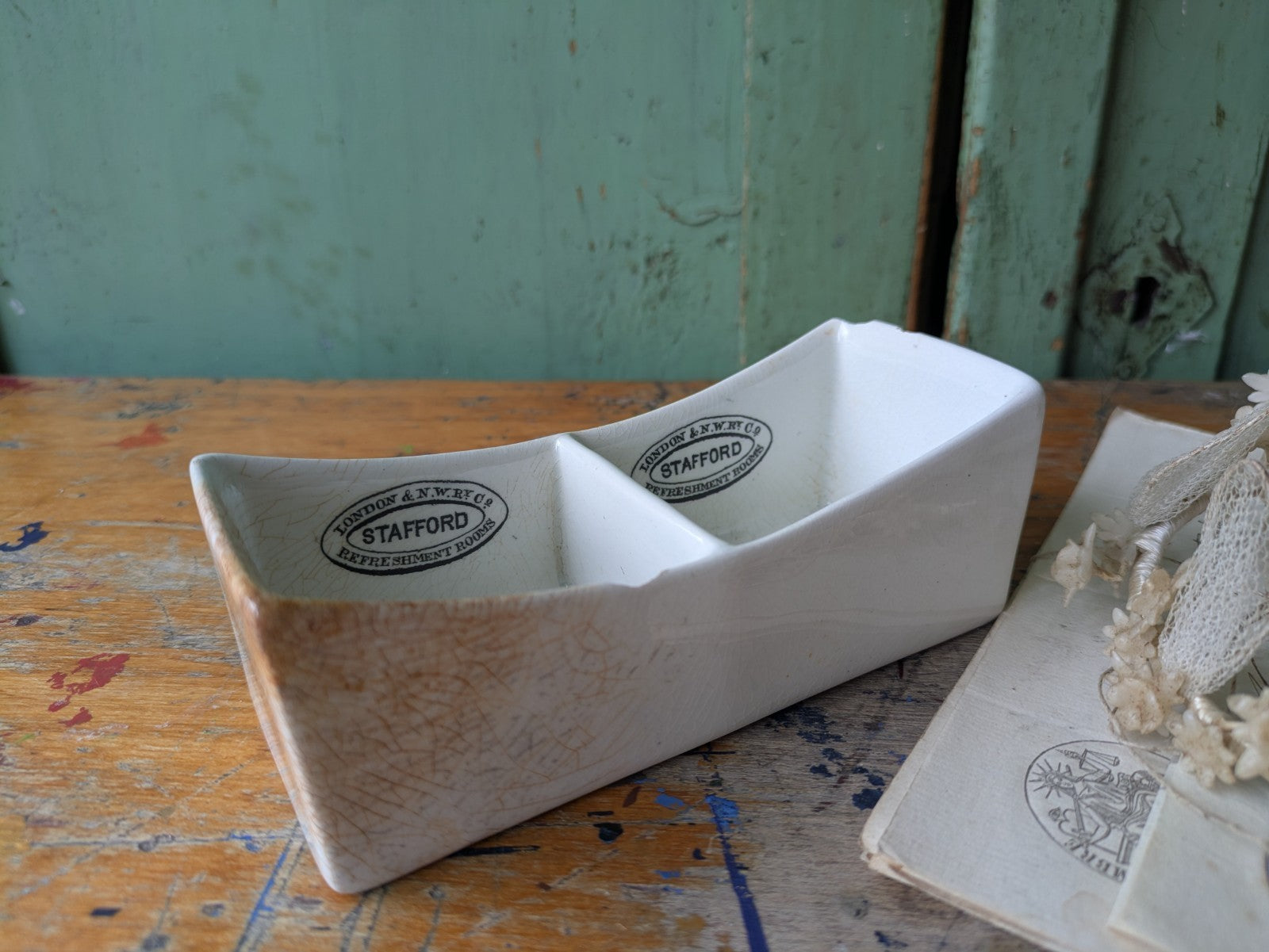 Antique Copeland Soap Dish Refreshment Rooms London &  N.W. Railway Pot c1890’s