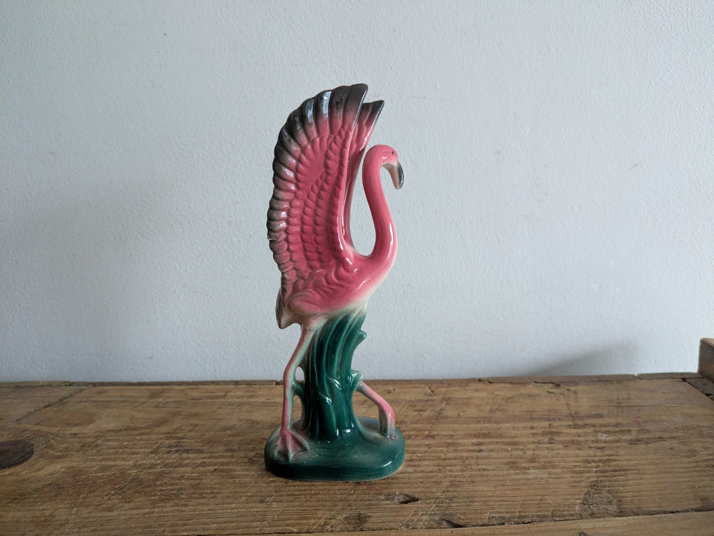 Vintage Sarsaparilla Pottery Standing Pink Flamingo 19.2cm H Japan Retro Kitsch 