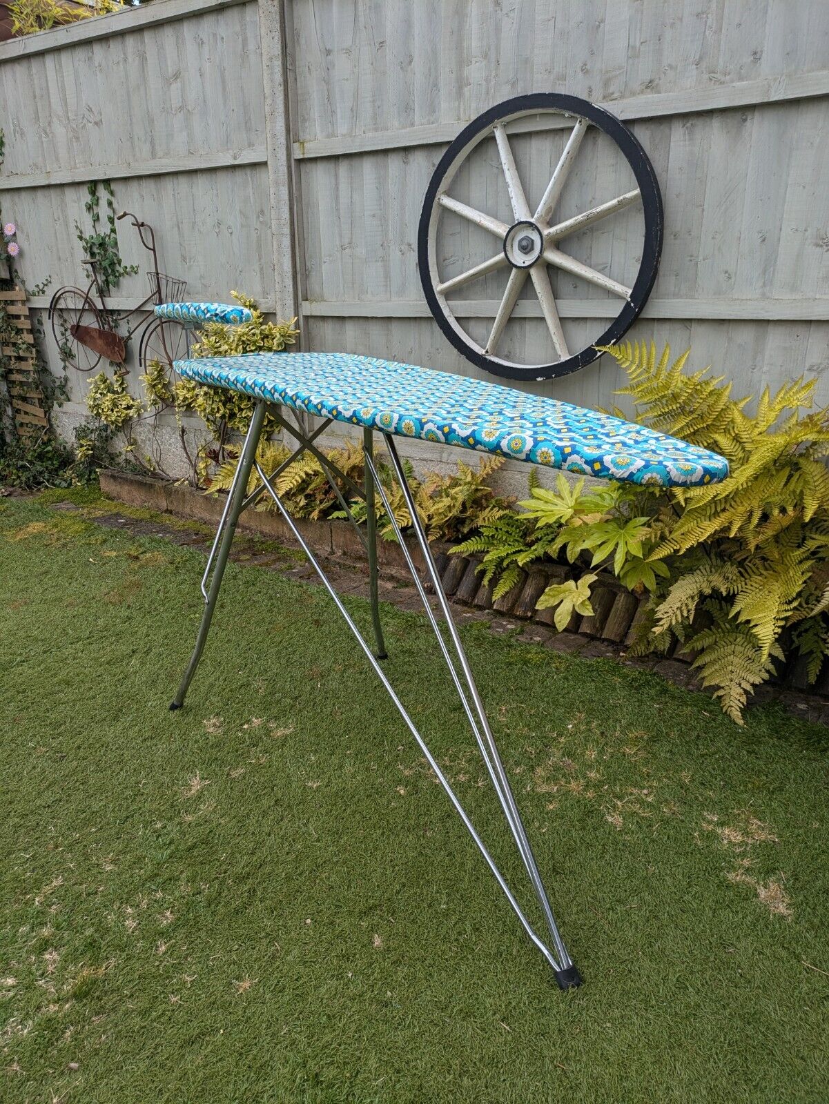 Rare 1950s French Libellule Vintage Ironing Board with Sleeve Retro Atomic Prop 