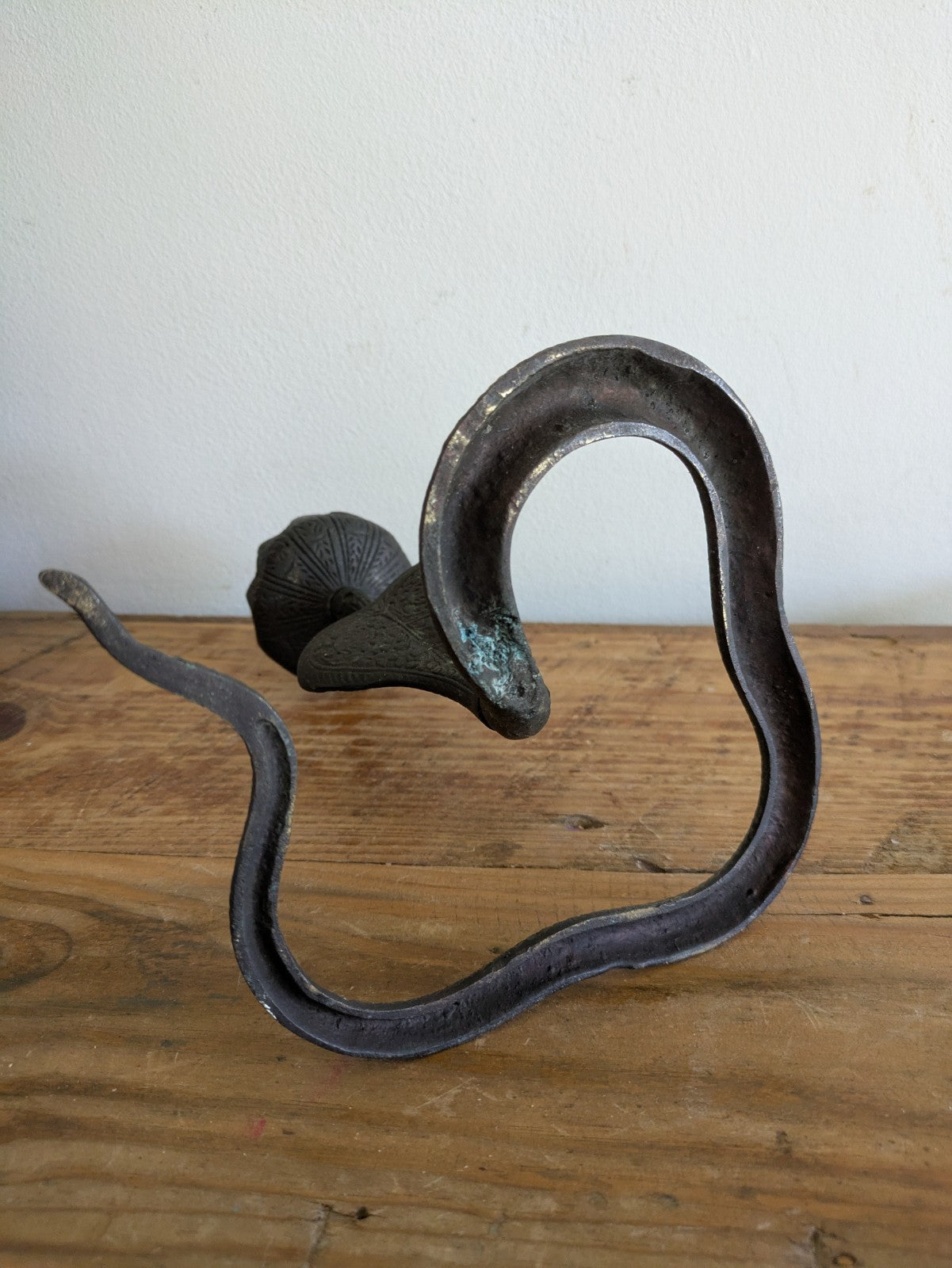 Cobra Snake Candle Holder Incense Burner Handmade Brass Serpent Sculpture Figure