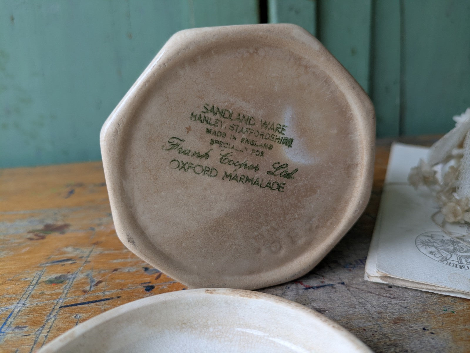 ANTIQUE FRANK COOPER SANDLAND WARE STAFFORDSHIRE POTTERY MARMALADE JAR POT VTG