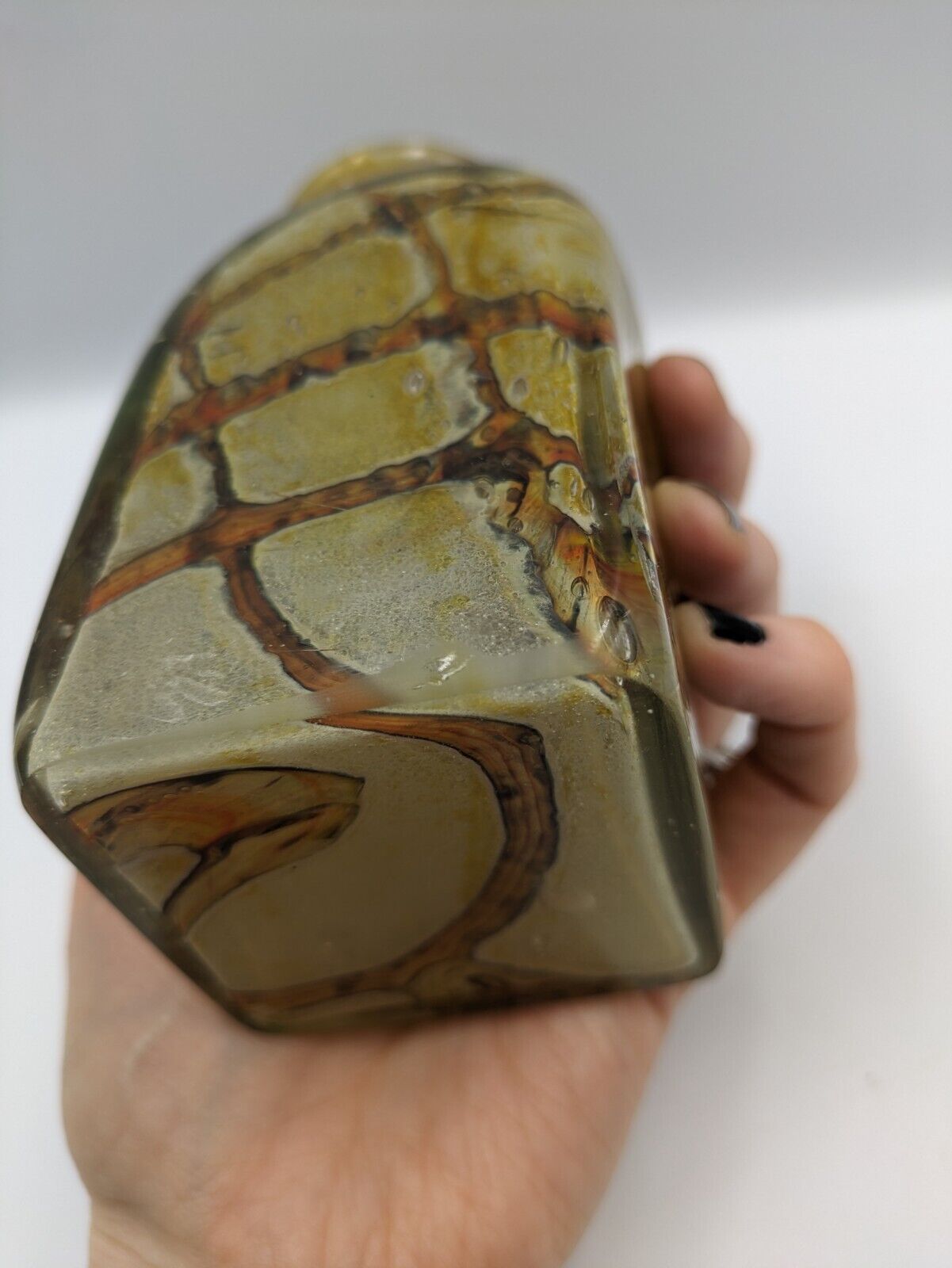 Rare Vtg Mid Cntury Mdina 70s Art Glass Bottle Mdg Vase Earthtones Vicente Boffo
