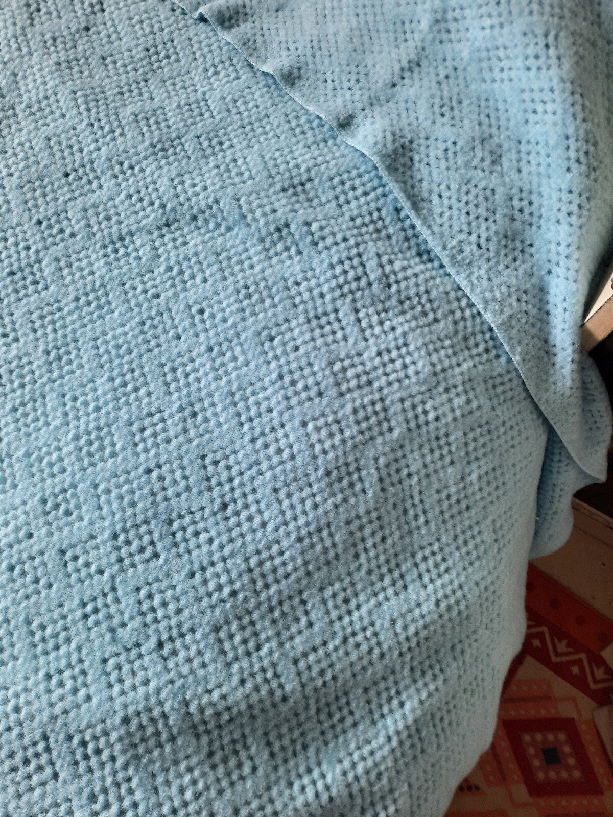 Vintage honeycomb pastel Blue cellular Blanket 226cm x 256cm retro Warm Throw 