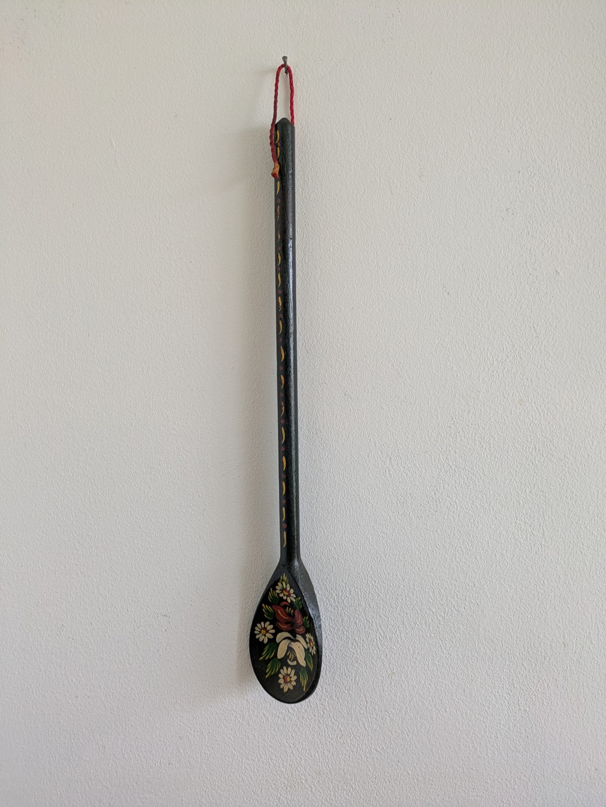 Vintage Traditional Hand Painted Retro Canal Barge Ware Wooden Spoon Black Gypsy