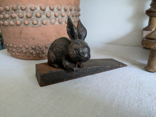 Rabbit Heavy Metal Doorstopper Heavy Door Wedge Shabby Bunny Stopper Stop Black