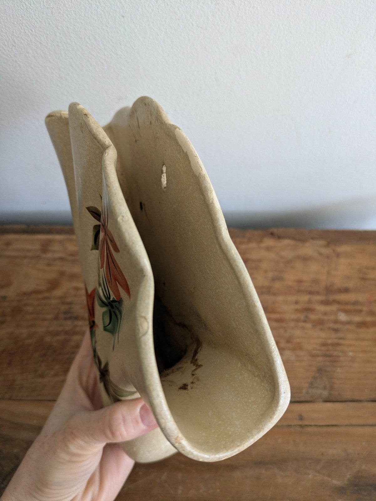 Vintage RARE Brentleigh Ware 1950s Floral / Flower Shell Single Wall Pocket Vase