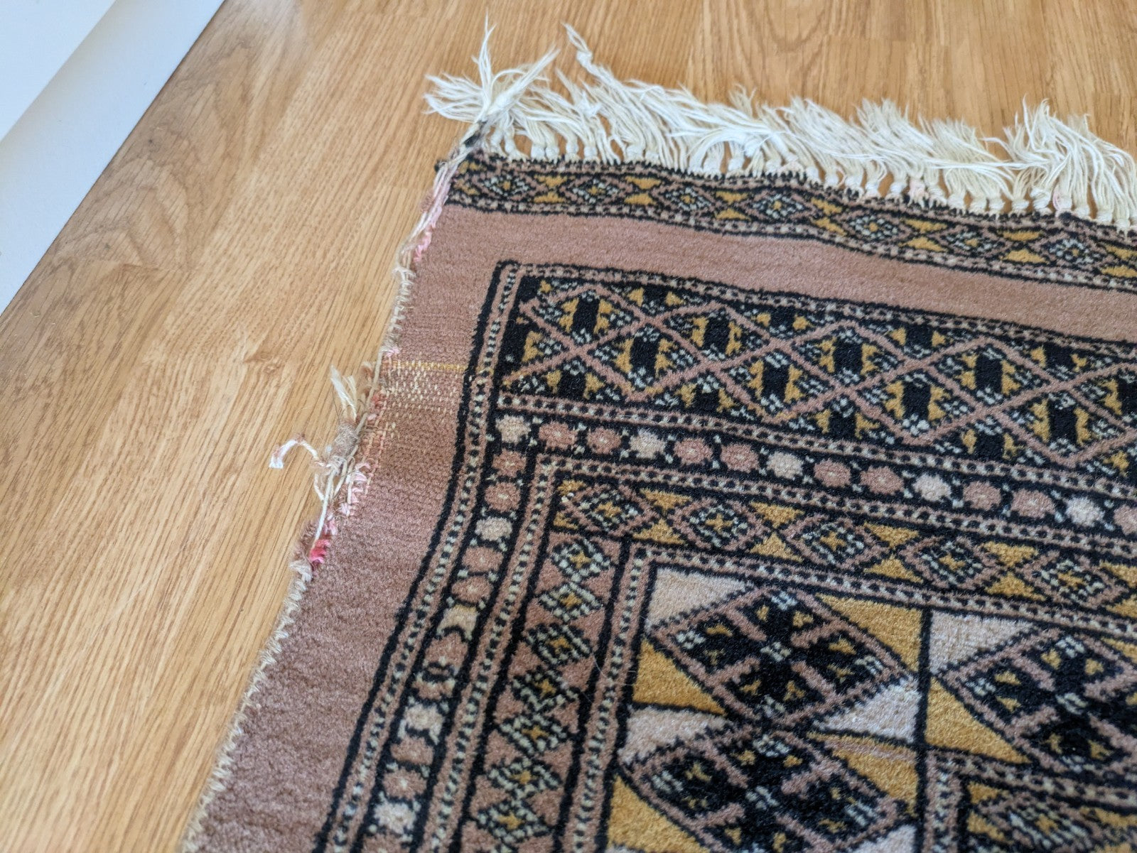 Cream Bokhara Hand Knotted Oriental Wool Afghan Turkmen Area Rug Gul Motif  Vgc