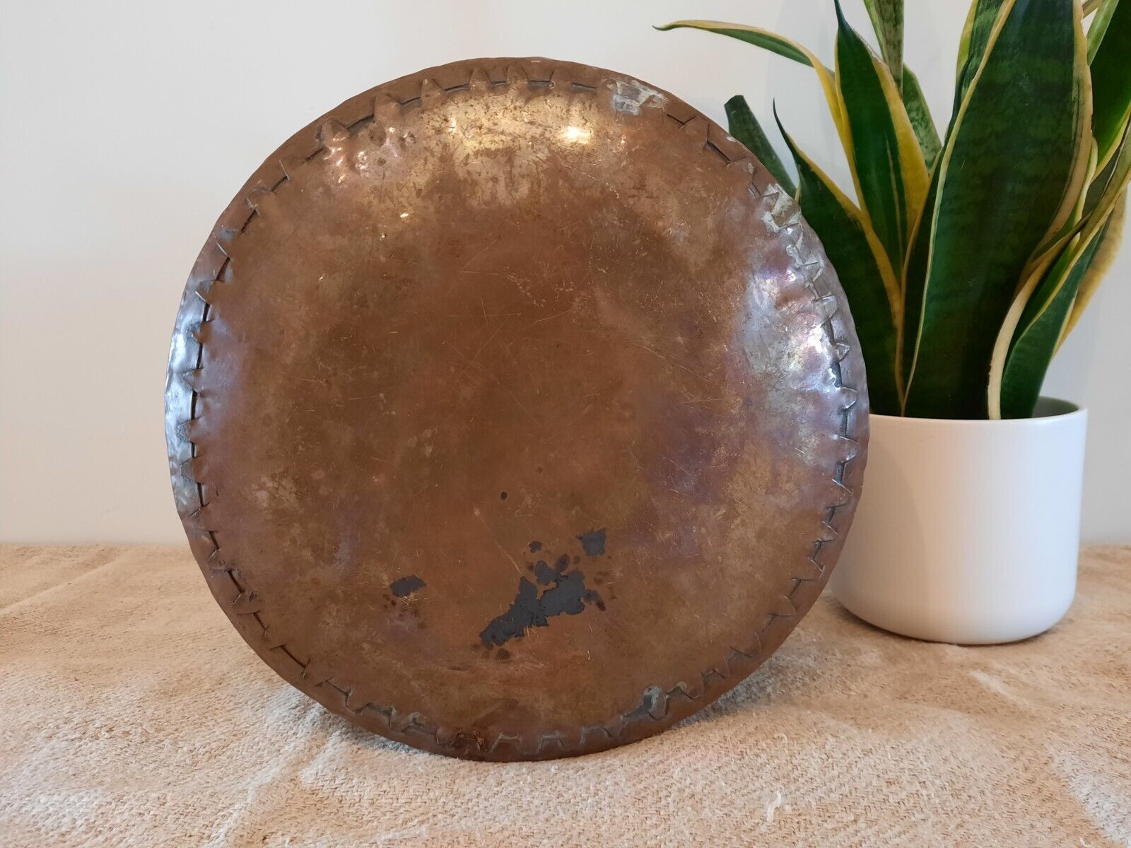 Antique 19th C Copper Kettle Cauldron Planter Pot French 1800s Handmade hammered