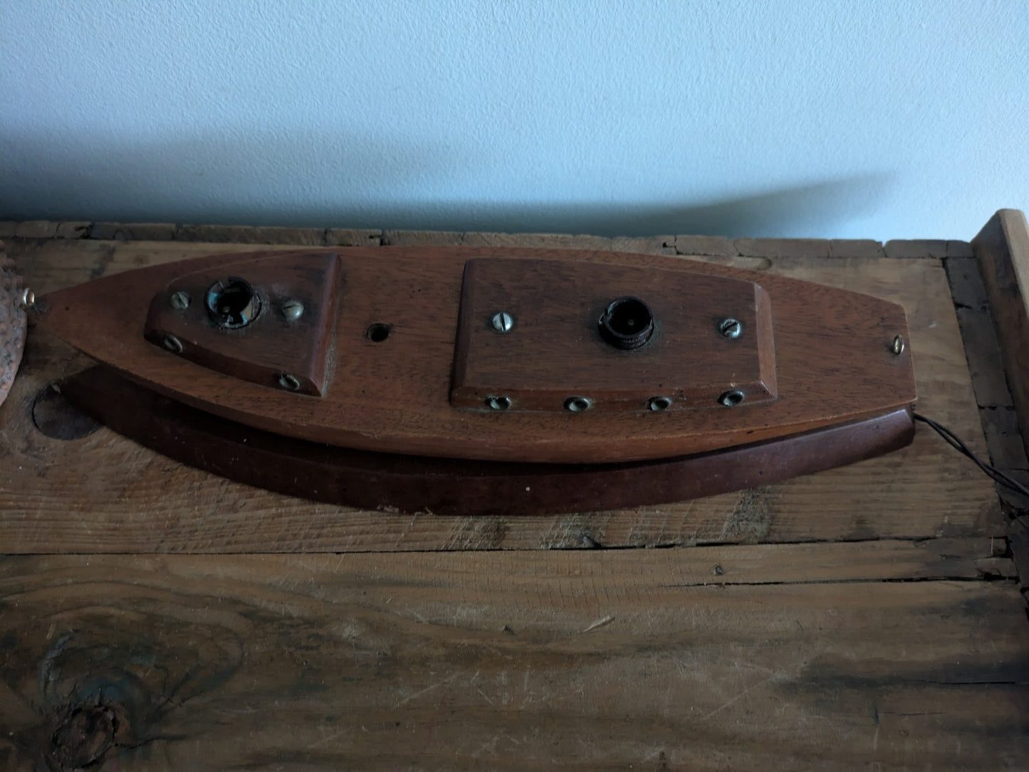 1960s Wooden Boat Table Lamp Base Retro Mid Century Teak Prop Rewire Project Vtg