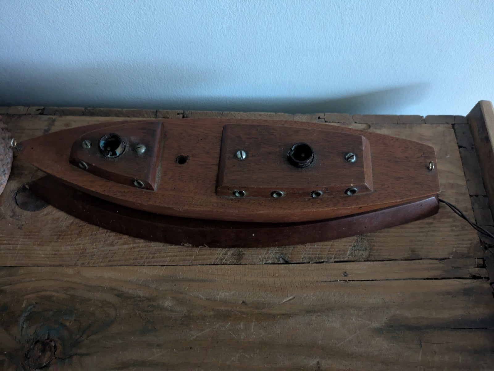 1960s Wooden Boat Table Lamp Base Retro Mid Century Teak Prop Rewire Project Vtg