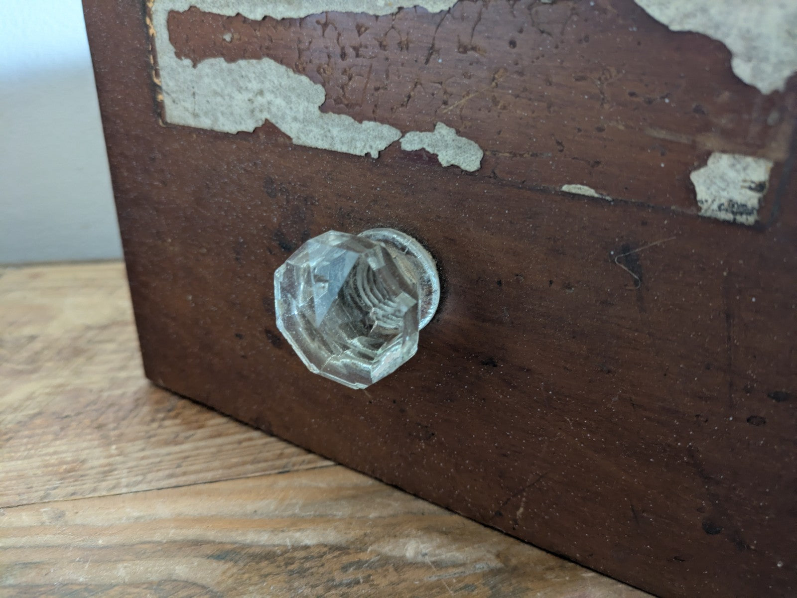 Antique Apothecary Cabinet Wood Drawer Glass Knob Victorian Vtg Single Chemist 