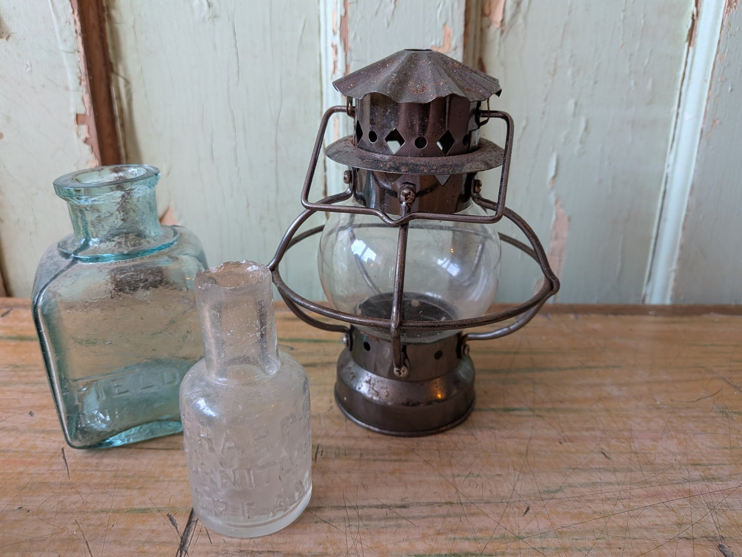 Vtg Style Ships Onion Globe Oil Lamp Frame Cage And Glass Globe Mini Small Light