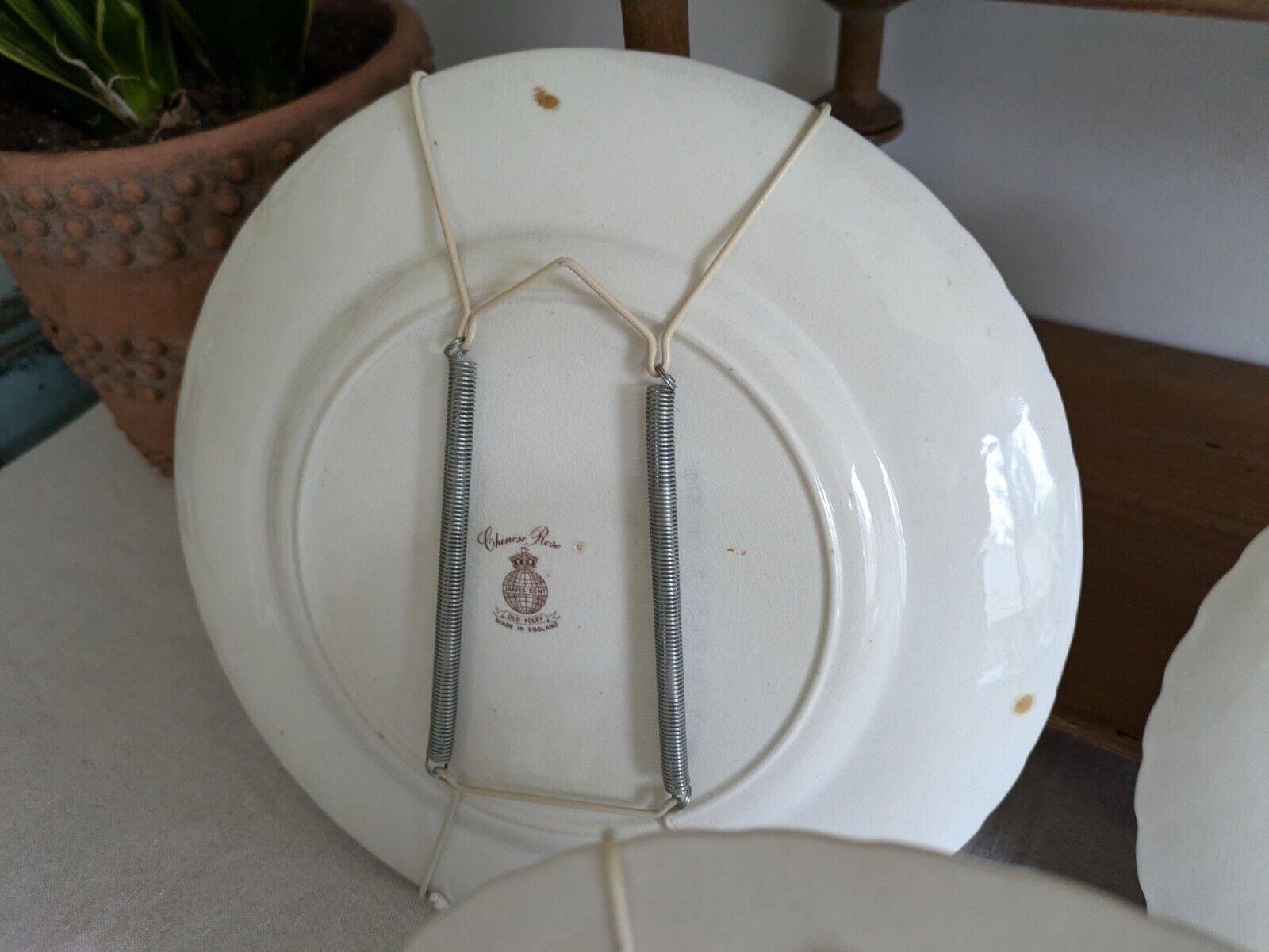 3x Vintage James Kent Old Foley 'Chinese Rose' Starter Salad Dinner Plate Set Vg