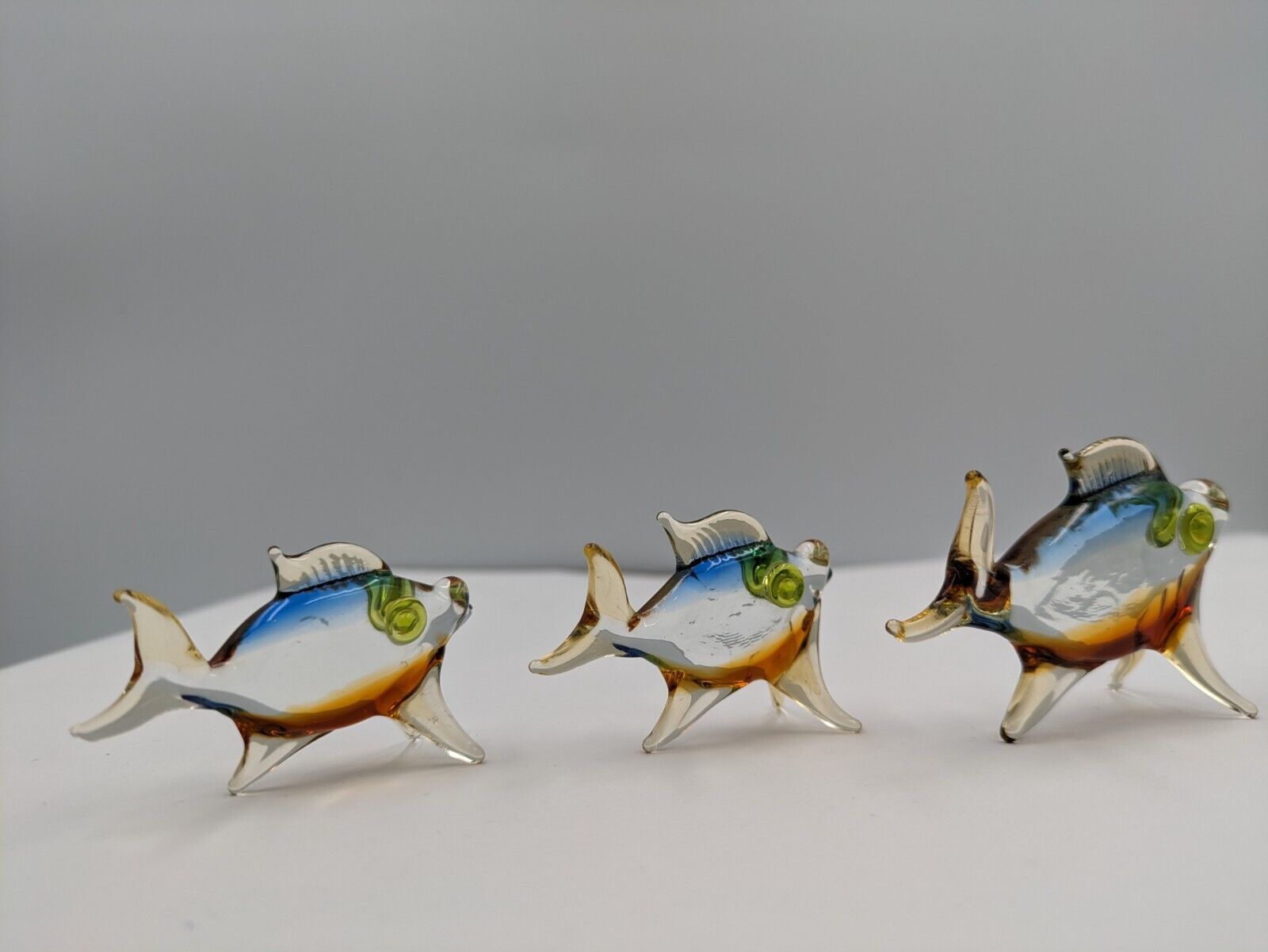3x Murano Glass Lauscha Glass Bimini Glass Fish Figure Ornament Set Shawl Mini