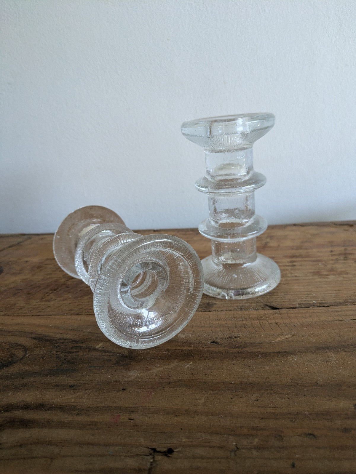 Pair Of Vintage Luminarc 'Nordic' Candle Holders MCM Retro Scandi Candle Sticks 