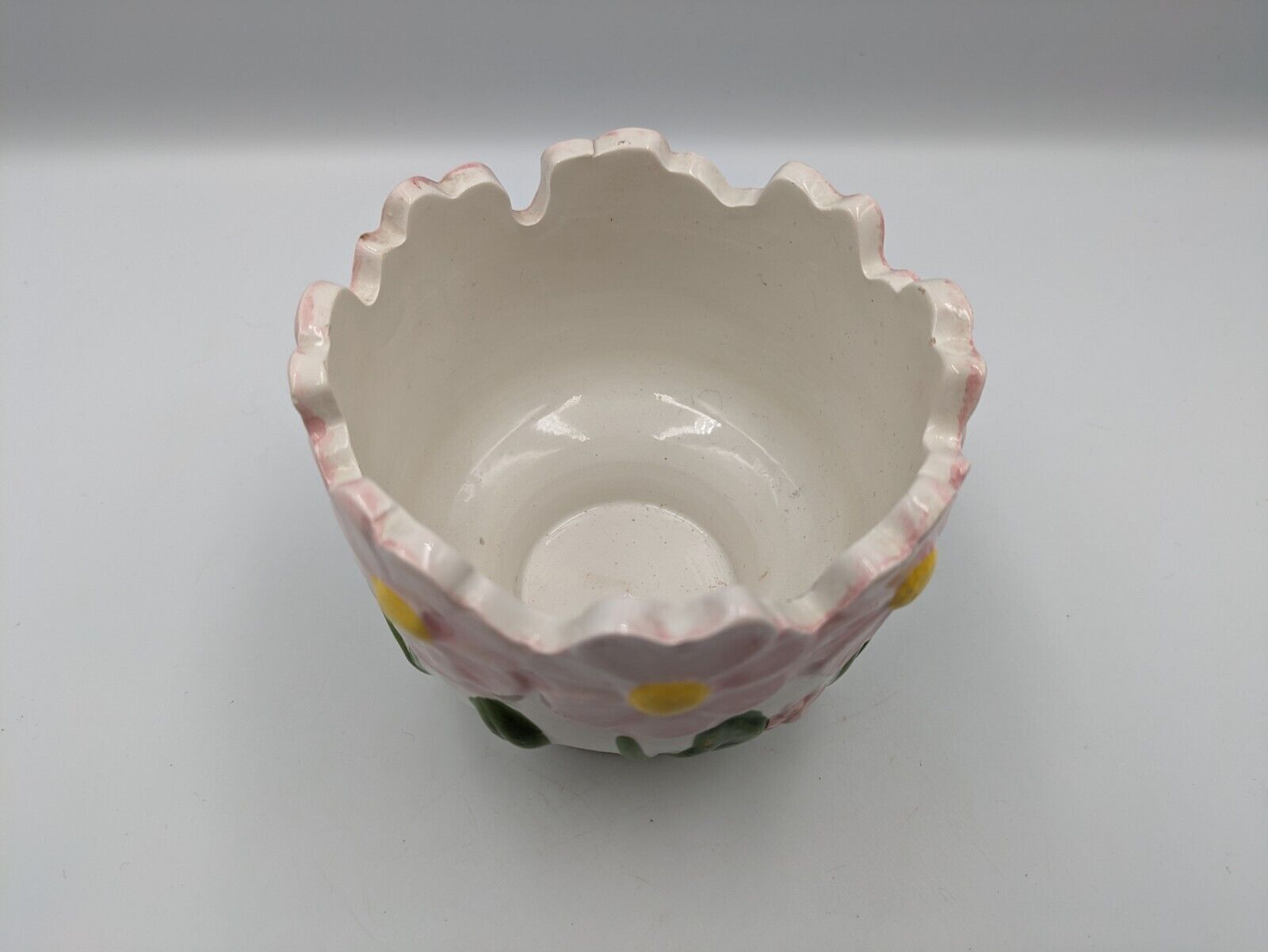 Bassano Ceramic Plant Pot Planter Made In Italy Vintage Daisy Flower Floral Vgc