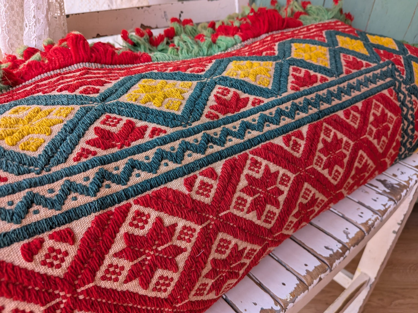 Sindhi Rald Bangladesh Blanket Handmade Woven Vintage Red Patterned Bengal Thick