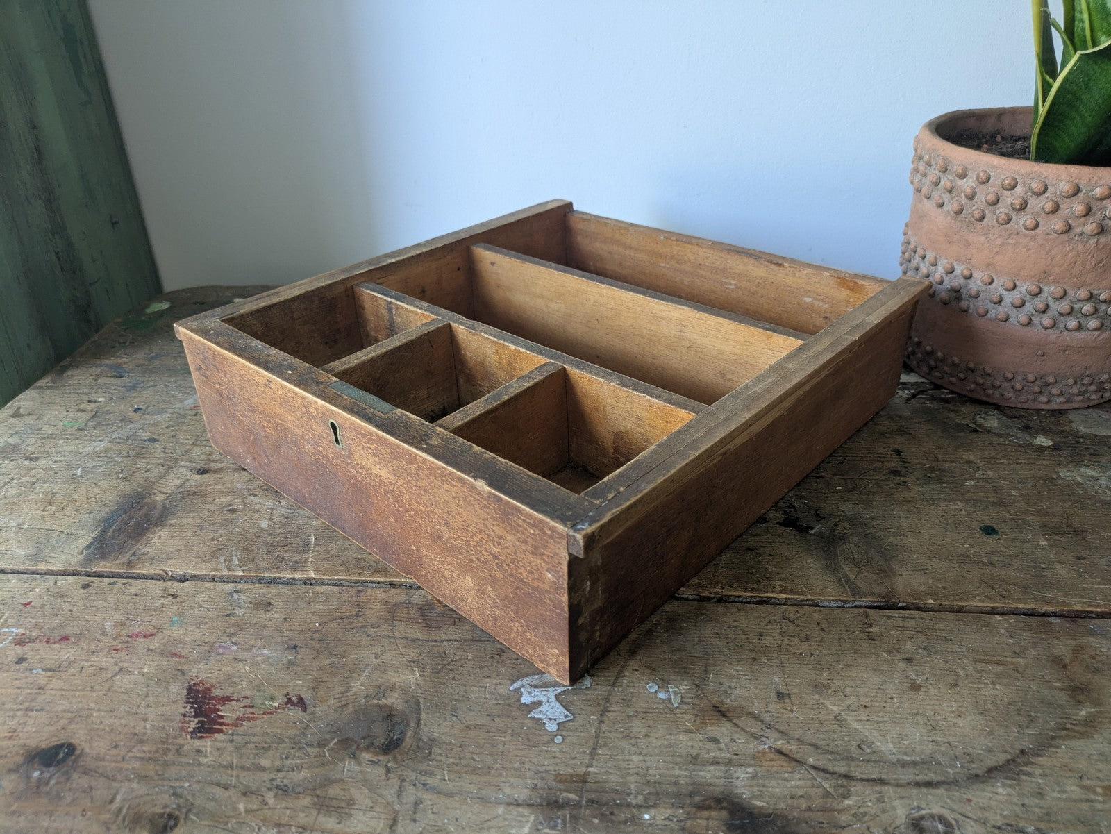 Vintage Antique Cash Till Register Oak Wood Drawer Coin Money Notes Bank Slots