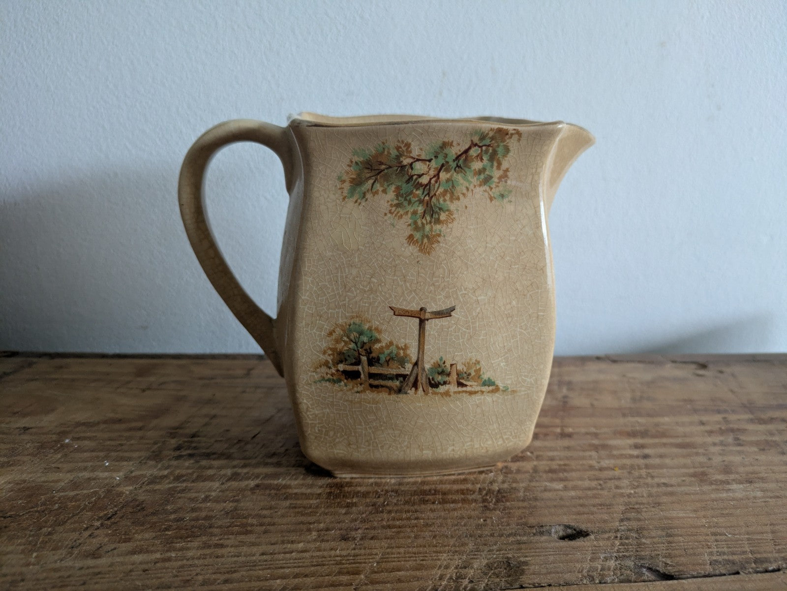 Vintage Falconware Jug ‘The Dover Road’ England Horse Coach Pub Crazed Buttery
