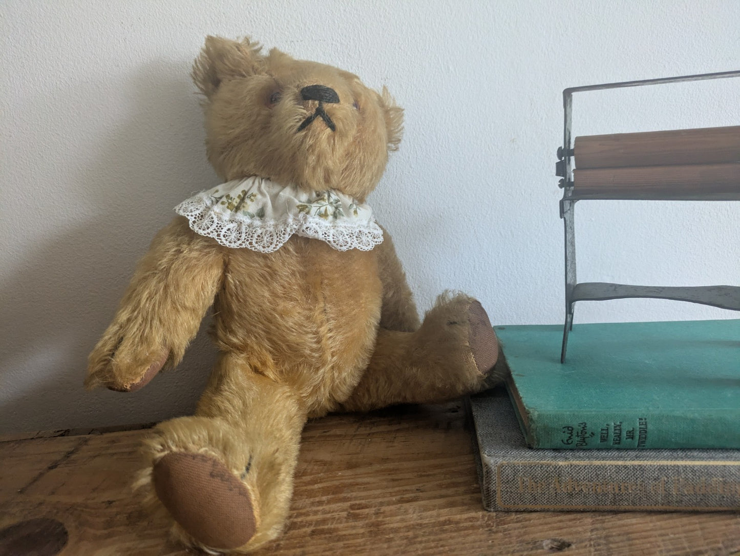 Antique Vtg English Old 1930s Jointed Mohair Teddy Bear Articulated Vgc Cute