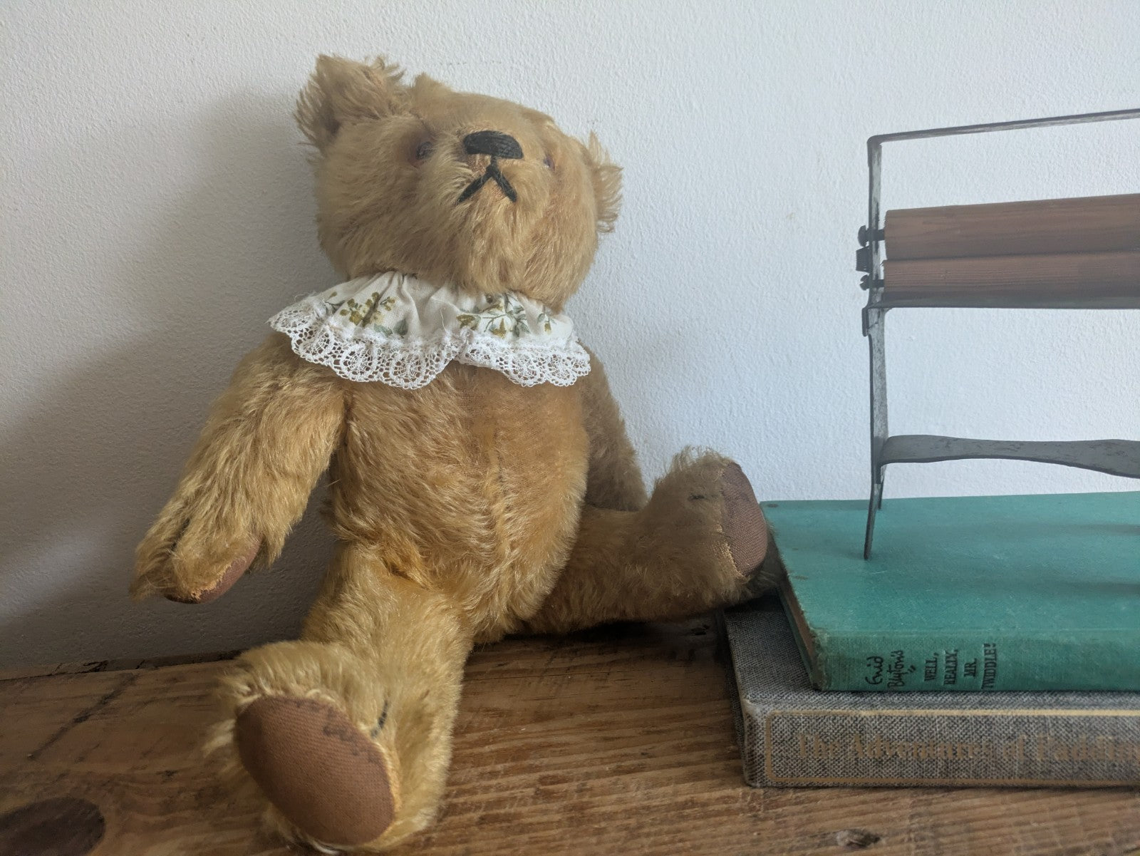 Antique Vtg English Old 1930s Jointed Mohair Teddy Bear Articulated Vgc Cute