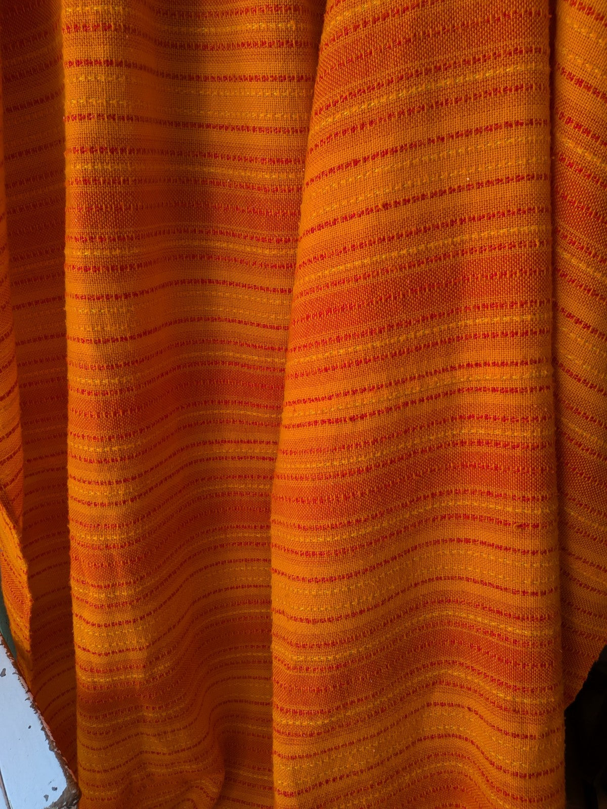 Vintage Retro Orange Polyester Double Bedspread Topper Bedding RARE Prop Woven