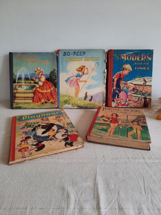 JOBLOT 5 VTG BOOKS STORY NURSERY RHYMES GRIMMS FAIRYTALES 50S PLAYHOUR ANNUAL 