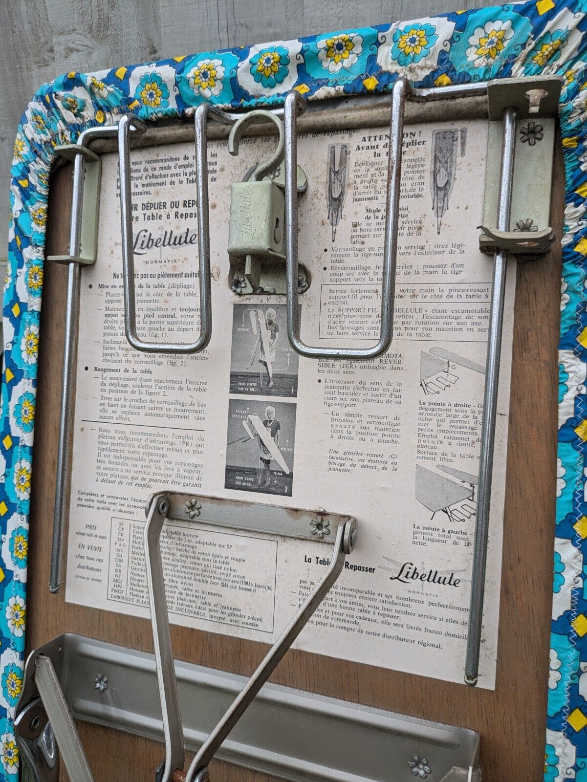 Rare 1950s French Libellule Vintage Ironing Board with Sleeve Retro Atomic Prop 