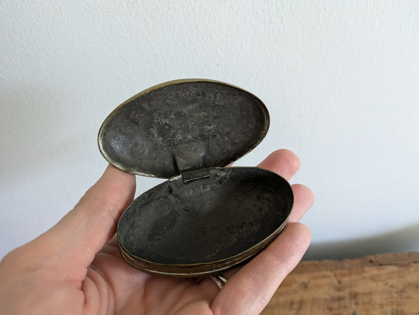 Antique Brass Miners Snuff Box D Reynolds 1887 Hinged Lid Tobacco Tin Crickhowel