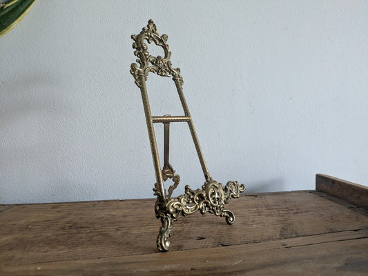 Decorative Brass Display Stand Easel Quality Heavy Brass Frame Ornate Rococo Vtg