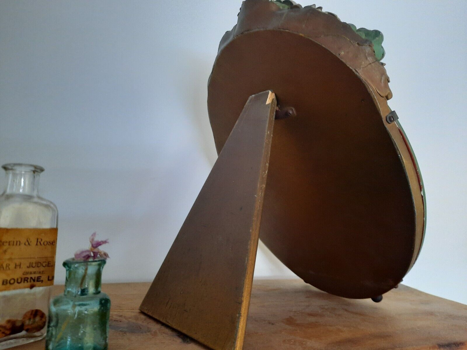 Vintage Barbola Mirror Circa 1920s 1930s art deco floral antique oval bevel edge