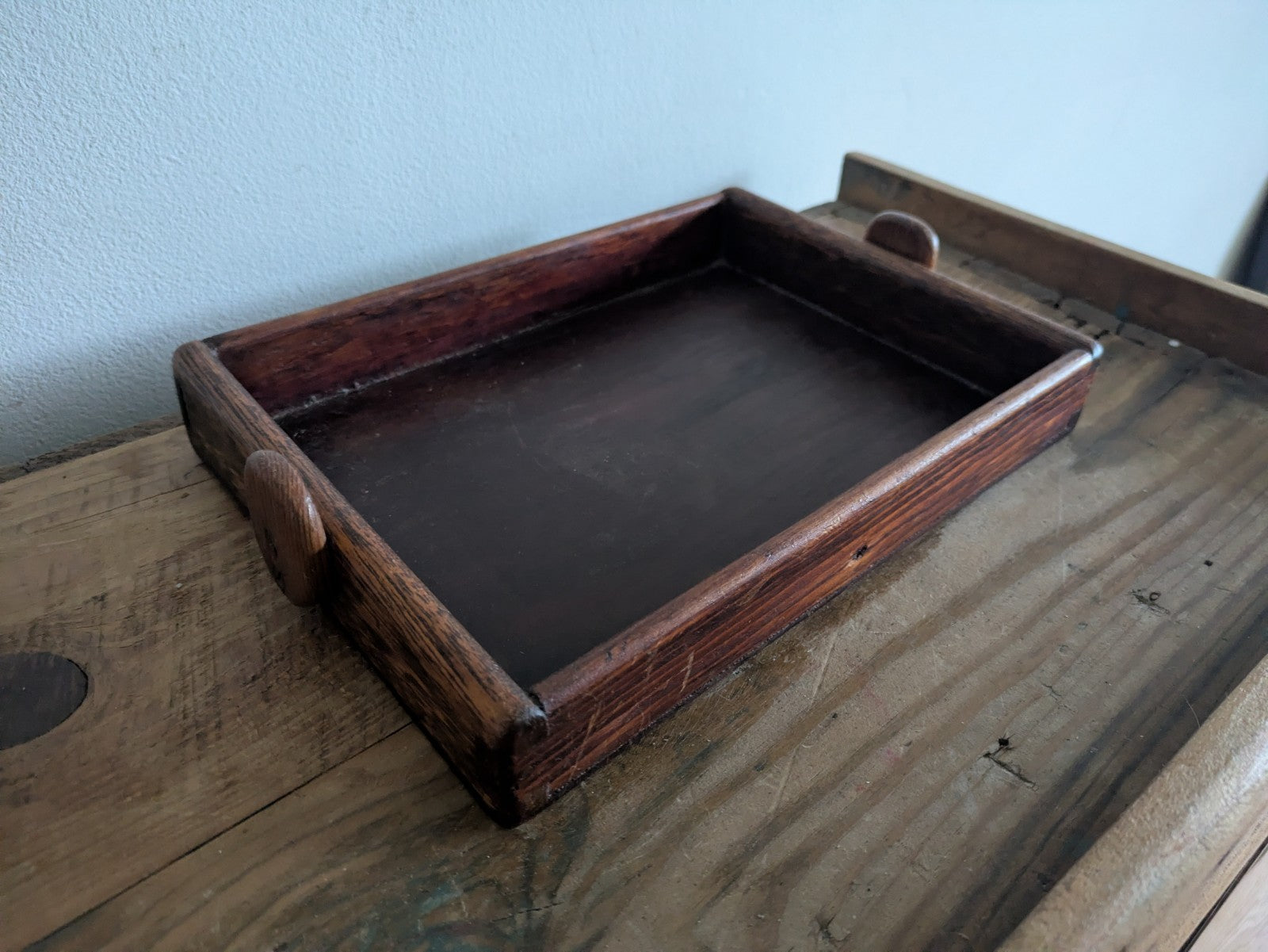 Antique Vintage Wood Tray Crate Box Craft Rare Original Old Trinket Desk Sewing 