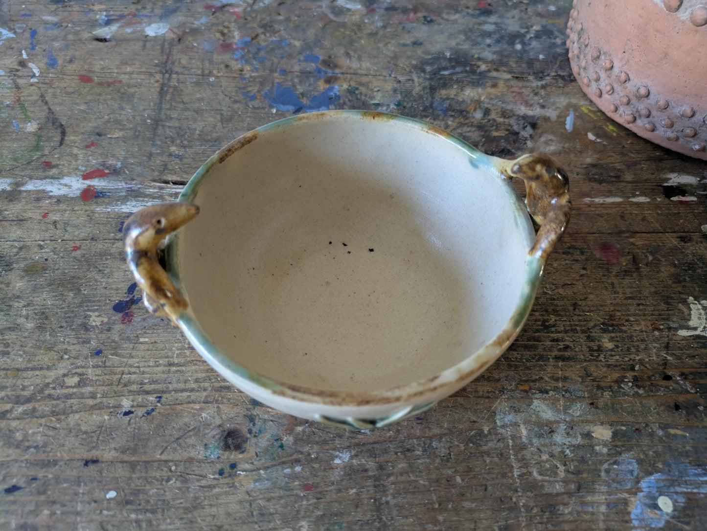 Ethnic Reptile Lizard Pottery Bowl Boho Hippy Zimbabwe Africa Dish Ooak VTG Old