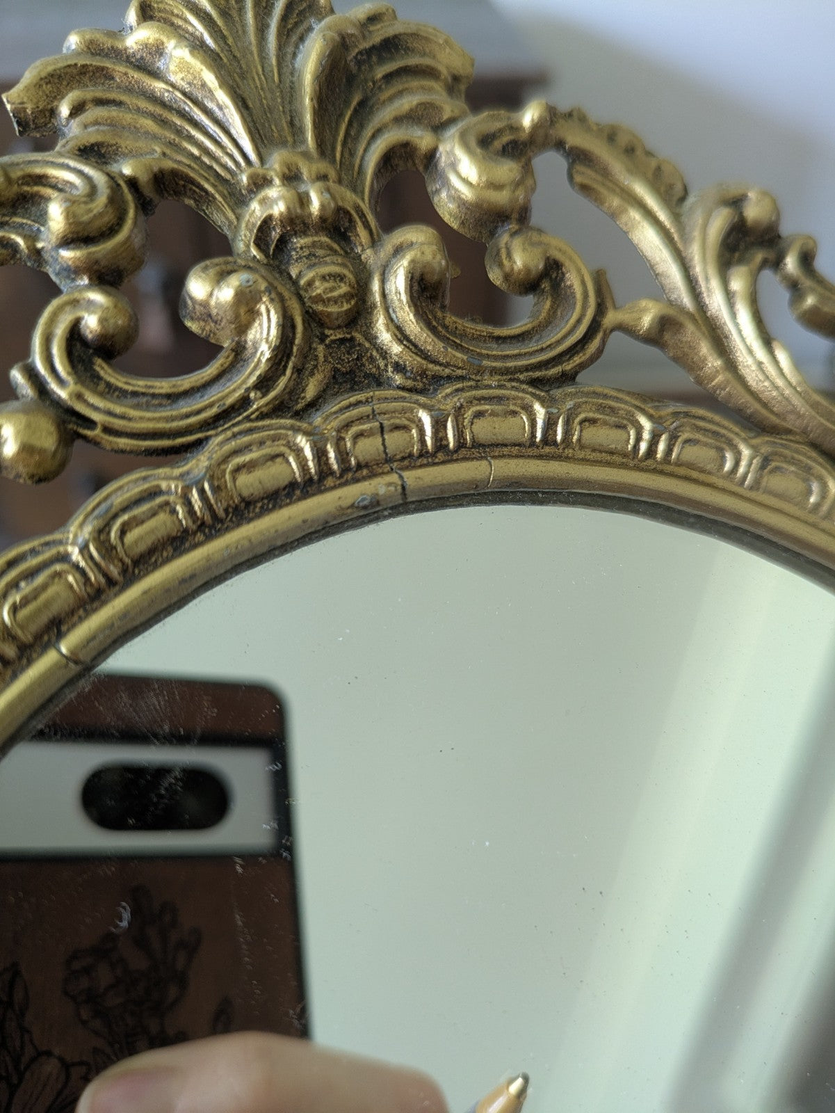 Antique Vintage Oval Dressing Cast Metal Table Vanity Swing Mirror French Style
