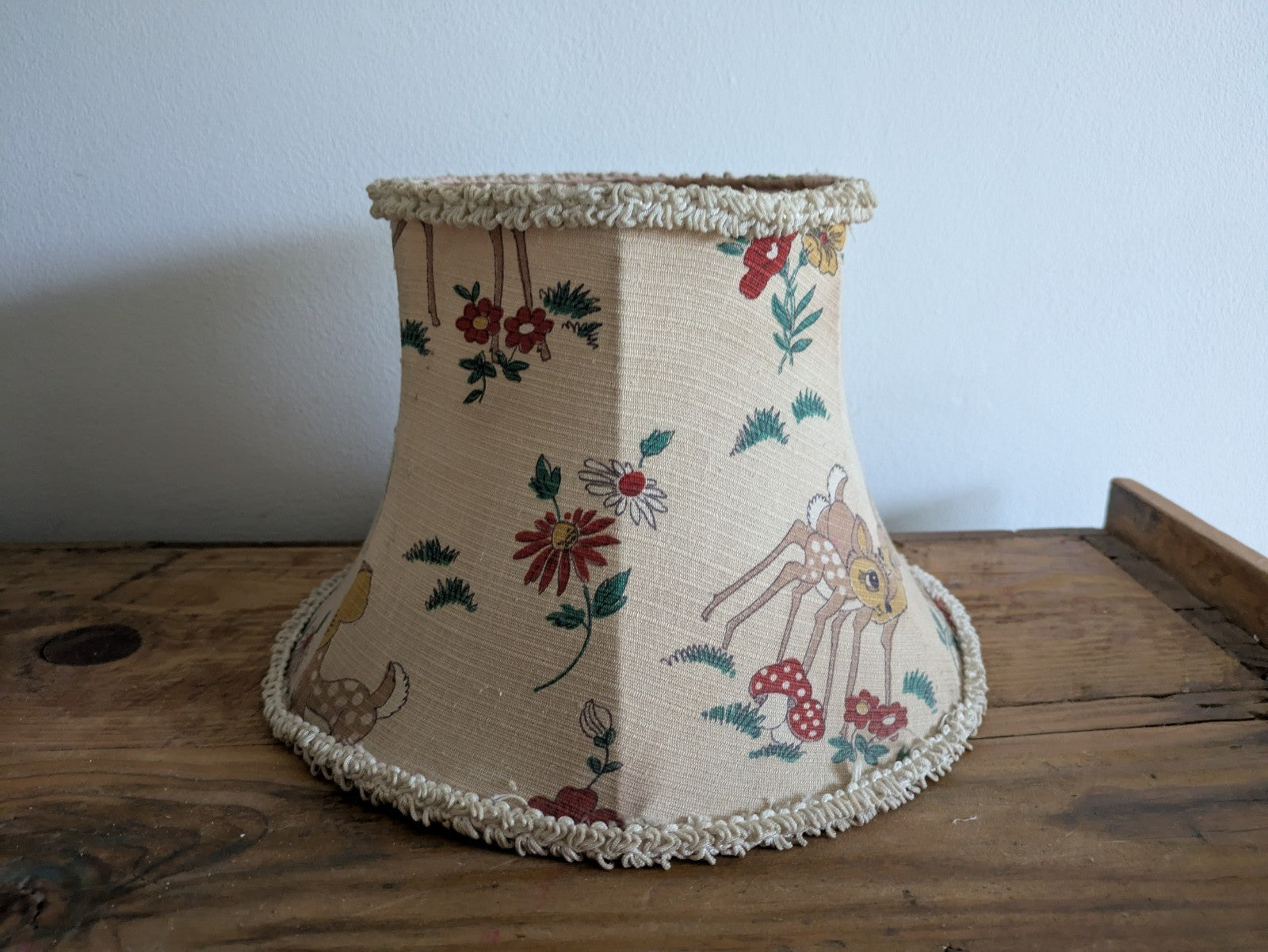 Vintage Deer Bambi Floral Lamp Shade Prop Light Mushroom Lampshade Childrens vgc