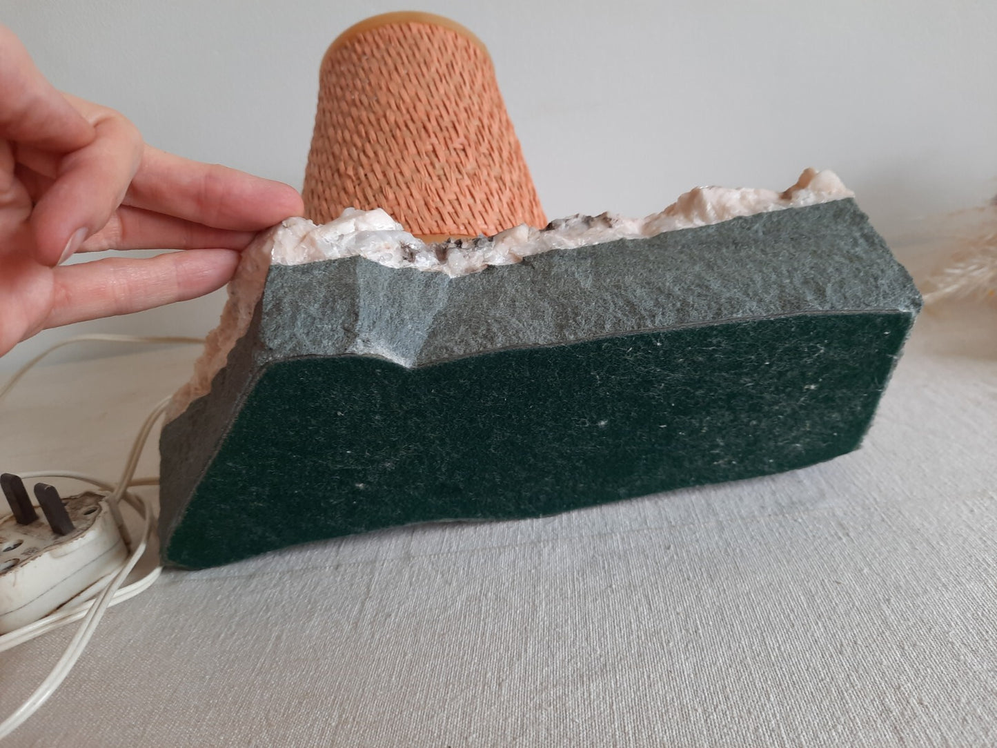 1970s Calcite On Limestone Lamp Crystal lamp Rare Shade Table Bedside Crystal 