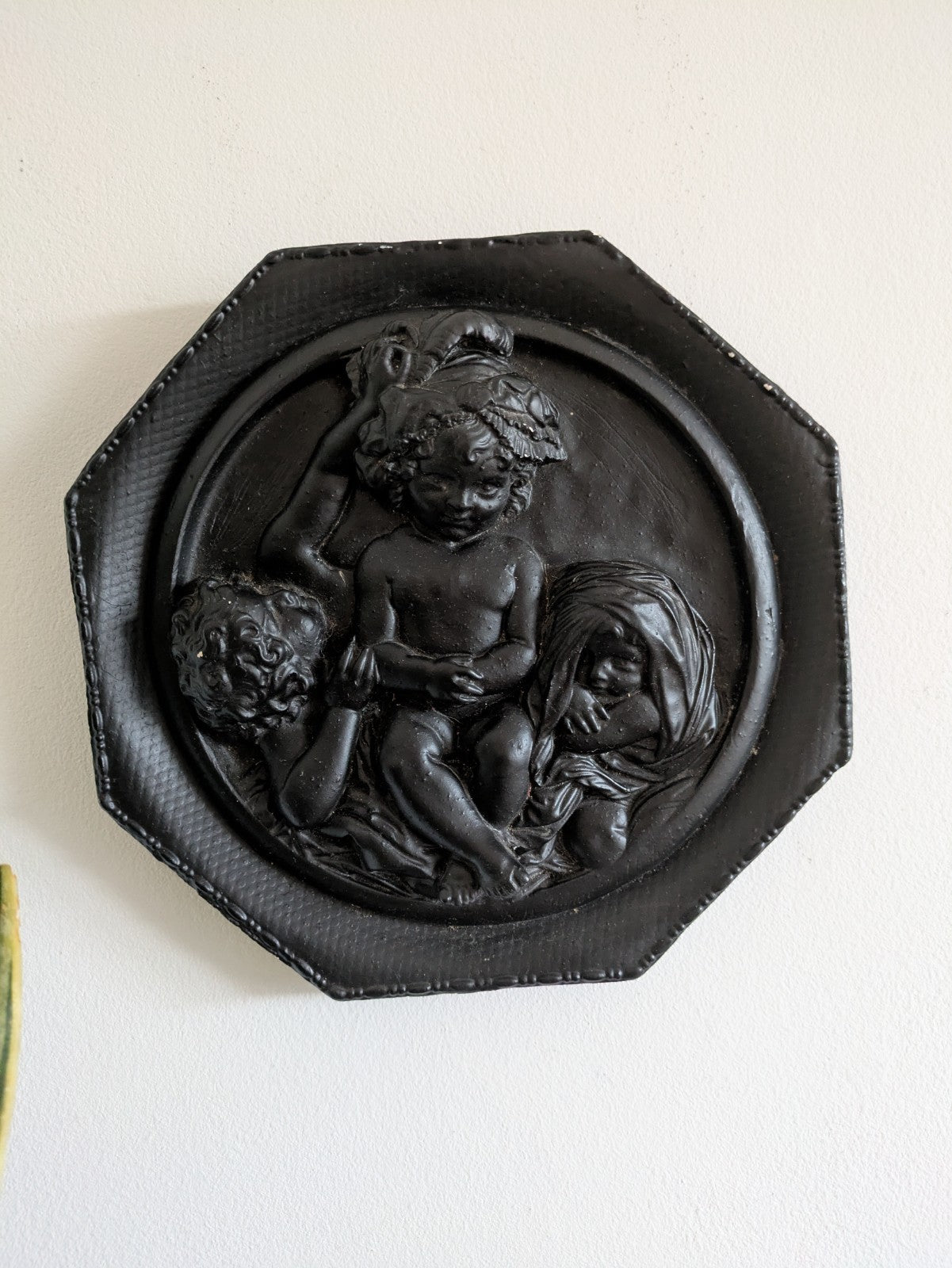 Edward William Wyon Plaster Wall Relief Plaque Marble Cherubs Calmady Children