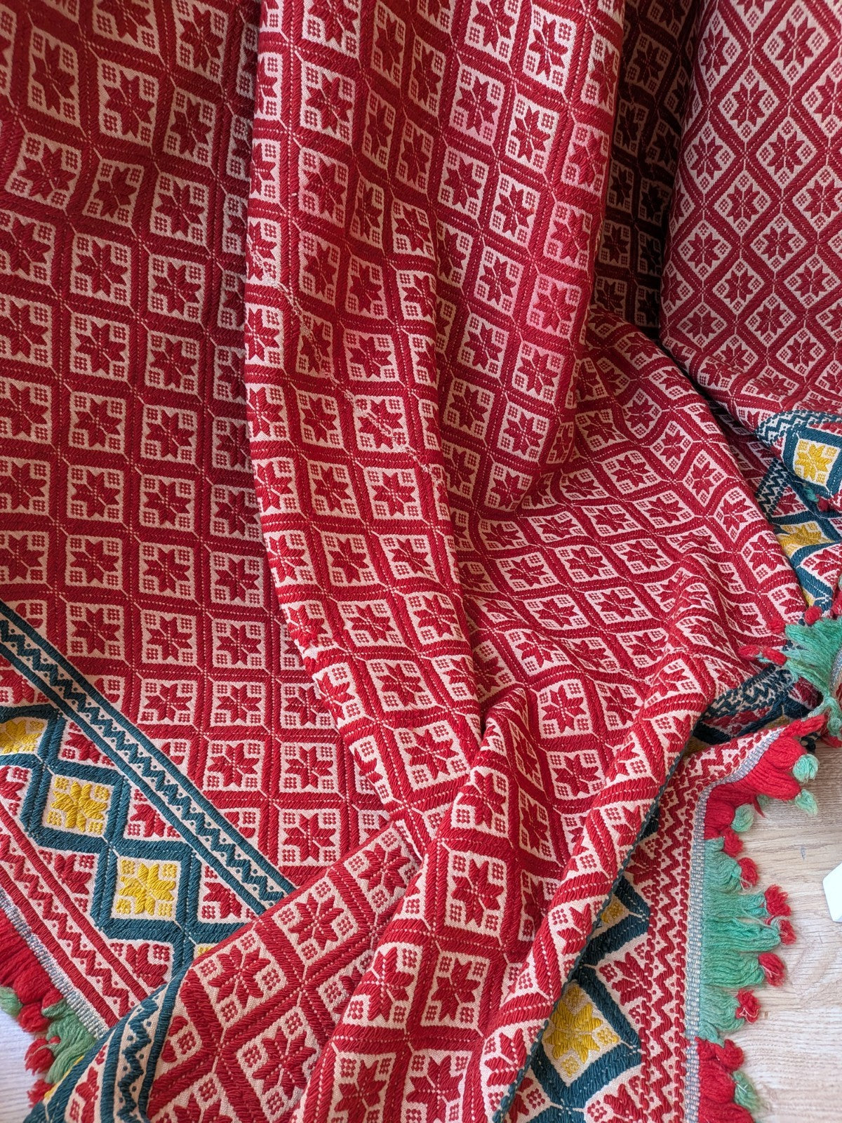 Sindhi Rald Bangladesh Blanket Handmade Woven Vintage Red Patterned Bengal Thick