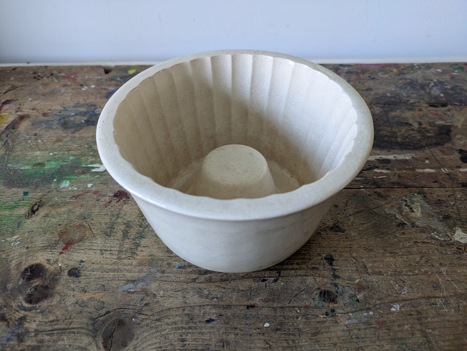 Vintage White Ceramic Jelly Mould Copeland Central Boss Fluted Ring Pudding Mold